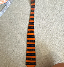 Brooks Brothers Men’s Silk Woven Striped Logo Tie Orange Navy One Size picture