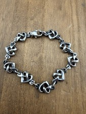 Retired James Avery  Sterling Silver Open Heart Love Knot Bracelet Size 6.25 picture