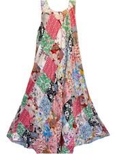 Nwt FUNKY STUFF floral hippie patch boho maxi rayon tank DRESS XL  picture