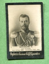 1902 OGDEN'S GUINEA GOLD GENERAL INTEREST TOBACCO CARD #7 NICHOLAS II RUSSIA picture
