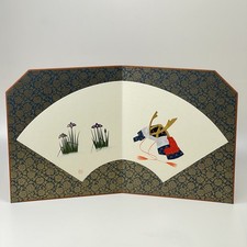 Vintage Japanese Gogatsu Ningyo Byobu Screen Kabuto Iris Boys’ Day 22” picture