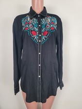 Shyanne Western Pearl Snap Long Sleeve Embroidered Shirt Rhinestone Women’s XL picture
