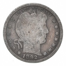 1892-S Barber Quarter Average Circ picture
