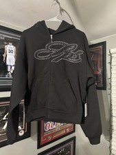 Sp5der Rhinestone Script Zip Hoodie - Small - Brand New W/Tags picture