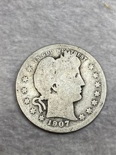 1907 P Barber Quarter 25c Circulated 90% Silver picture