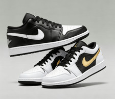 Jordan 1 Vintage Basketball Shoes Men's Low Top Black Sneaker picture