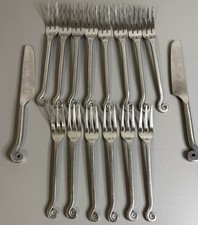 PIER 1 COILED SCROLL LILY STAINLESS STEEL FLATWARE SILVERWARE FORK KNIFE SPOON picture