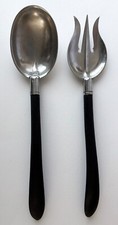 Antique Elegant Handcrafted Nickel Silverplate,  Ebony Matching Serving Set picture