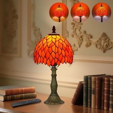 Crefotu 8 Inch Small Tiffany Style Table Lamp, Blue Stained 8 inches, picture