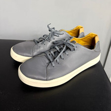 OluKai Lae'ahi Li Ili Men's Gray Leather Lace-Up Sneakers US 12 EU 45 picture