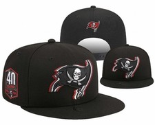 Tampa Bay Buccaneers Black Snapback Hat 40 Seasons Embroidered Logo Flat Bill picture