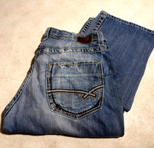 BKE Derek Jeans Men's Size 34x34 Actual Bootcut  Thick Stitch Distressed CLEAN picture