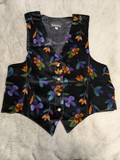 Vintage Nadia Embroidered FLOWERS Tapestry Women's MED Grandmacore Vest NEW picture