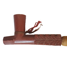 Vintage Native American Indian Carved Catlinite T Shaped Pipe 11