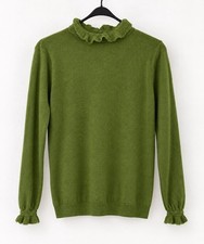 True Vintage Pandora Green Orlon Acrylic Ruffle Collar Sweater Mod Retro Knit picture