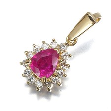 Auth TASAKI Pendant Ruby Diamond Teardrop 18K YG picture
