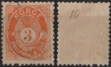 B9-8 Norway 1895-98 NK 66,  Perf. variety 1, lightly canc., MI 54b, SC #49a. picture
