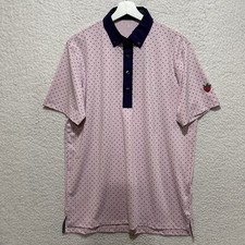 Greyson Men's Golf Polo Shirt Size Medium Pink Performance Icon G Print NWT picture