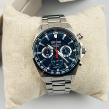 SEIKO Essentials SSB407 Blue Dial Stainless Steel Men's Quartz Watch New/Box picture