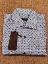 NWT Z Zegna Men's Geometric Swirl Print Short Sleeve Shirt - Size 39 / US 15.5 M picture