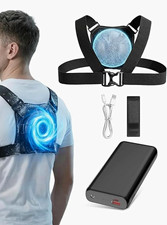 Wearable Back Cooling Fan Harness, 30000mAh Rechargeable USB, Black Outdoor picture