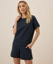 Pact Women's Airplane Dolman Top Large Midnight Blue Comfortable Soft Shirt picture
