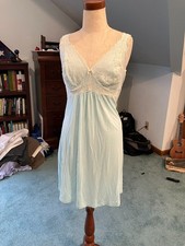 Soma Intimates Cool Nights Aqua Blue Ivory Lace Babydoll Nightgown Chemise M picture