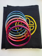 BuDhaGirl Stackable Pink and Blue Gradient Bangle Bracelet Set, sm, Black Pouch picture