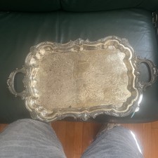 Vintage Birmingham Silver Co. Elaborate 20” Silverplate Footed Butler’s Tray picture