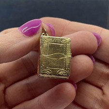Antique Victorian 14K Gold Book Locket Rock Crystal Photo Frames picture