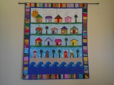 Summer Beach Ocean Sea  Waves Tropical Cottages Sun Wall Hanging (53 X 83) picture
