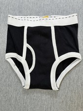 DEADSTOCK Tiger Briefs Underwear Kids Boys 10-12 Black White Cotton Vintage picture
