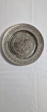 Antique Persian Qajar tinned copper 7.5 in decorative plate picture