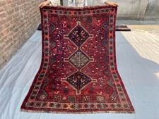 Vintage Turkish Tribal Rug, Hand Knotted Faded Red Medallion Wool Bedroom Rug picture