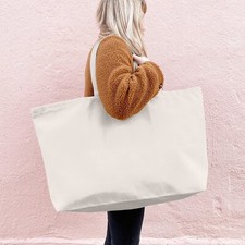 28in Canvas Tote Bag Reusable Grocery Bag Foldable Heavy Duty Shopping Bag picture