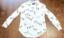 Maeve by Anthropologie Zebra Print Button-Up Collared Long Sleeve Shirt Sz 0 picture