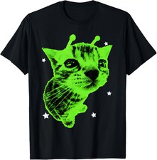 Y2K Alien Cat Meme Retro Silly Cat Vintage Space Kitty Funny T-Shirt picture