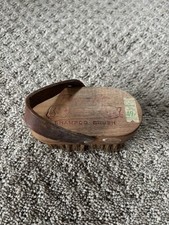 Vintage Pamper Pet  Dog and/or Cat Leather Handled Wood Shampoo Brush picture