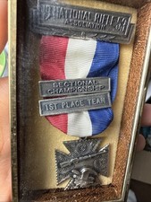 VTG 1957 NRA National Rifle Association Sectional Championship Medal Sterling picture