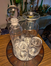 Simon Pearce Artisan Handblown Crystal Decanter Set w Tumblers and Vase picture