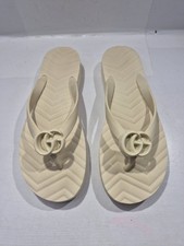 Gucci GG Flip Flop Womens Size 8 EU 38 Ivory Platform Rubber Thong Sandal Slide picture