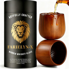 2 Pack Charred Wooden Bourbon Drinking Glass Bourbon Gifts for Men | Oak Old picture