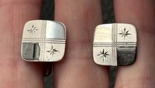 Hickok Sterling Silver Modernist Atomic Stars Square Cufflinks Star Mod MCM picture
