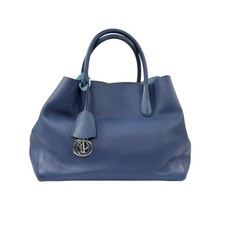 Authentic pre-owned Dior deep navy blue grained calfskin tote bag. picture