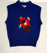 VTG The Eagles Eye Boys 6 Blue Knit Acrylic Sweater Vest Dancing Bear picture