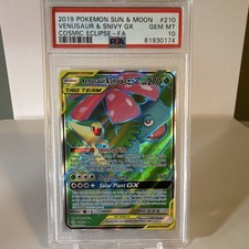 Pokemon Venusaur & Snivy GX (Full Art) 210/236 Cosmic Eclipse Holo PSA 10 picture