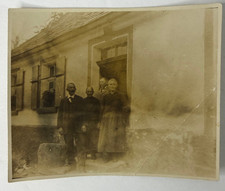 Antique Sepia Photo c1910 Edwardian Era Middle Class Family House Portrait Old picture