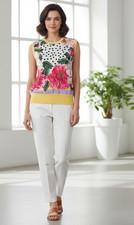 NEW DOLCE & GABBANA Top Silk Sweater 42 6 Multicolor Pink Floral Camellia Print picture