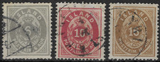 ICELAND 1876-95. 6a, 10a, 16a. FINE USED.  SG. 15a, 16c, 17a.    (C148) picture
