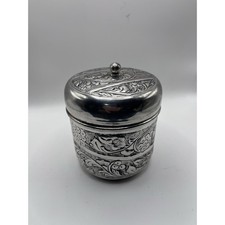 Sterling Silver (.500) Repousse Floral Ornate Lidded Box picture